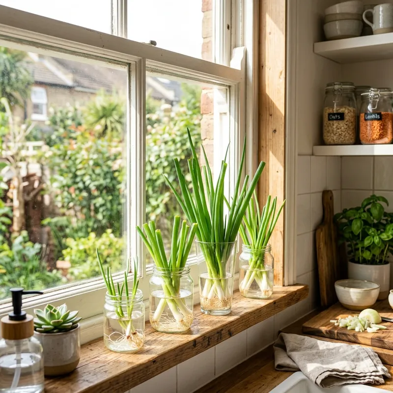 How to Grow Spring Onions from Kitchen Scraps in Water