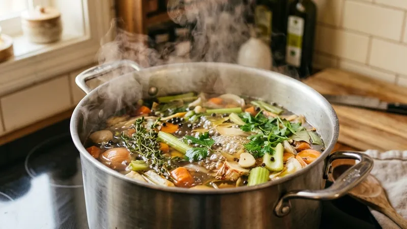 Vegetable scraps cooking